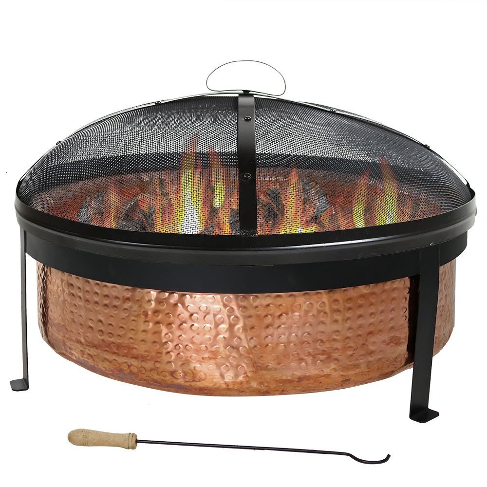 Copper Fire Pit with Spark Screen from SunnyDaze Decor